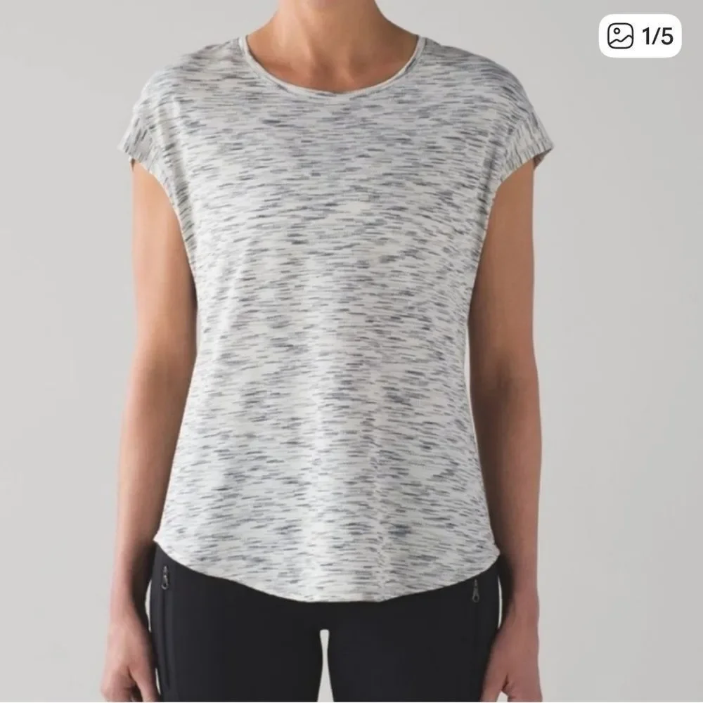 Lululemon Lost In Pace Tee Tiger Space Dye White Black Womens 6